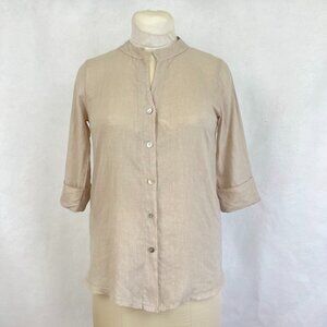 Lungo L'arno Button Up Shirt 100% Linen Minimalist Lagenlook Layer Beachy Boho M